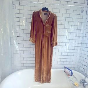 Gold Reformation Silk Velvet Jumpsuit